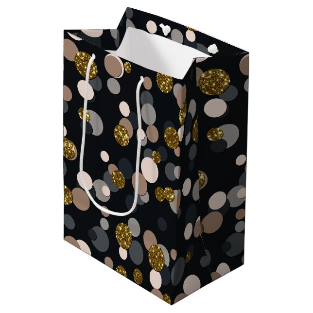 Confetti Peach, Maple, Gray and Gold Glitter Medium Gift Bag (Front Angled)
