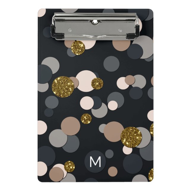 Confetti Peach, Maple, Gray and Gold Glitter Mini Clipboard (Front)