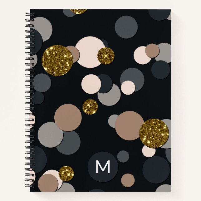 Confetti Peach, Maple, Gray and Gold Glitter Notebook (Front)