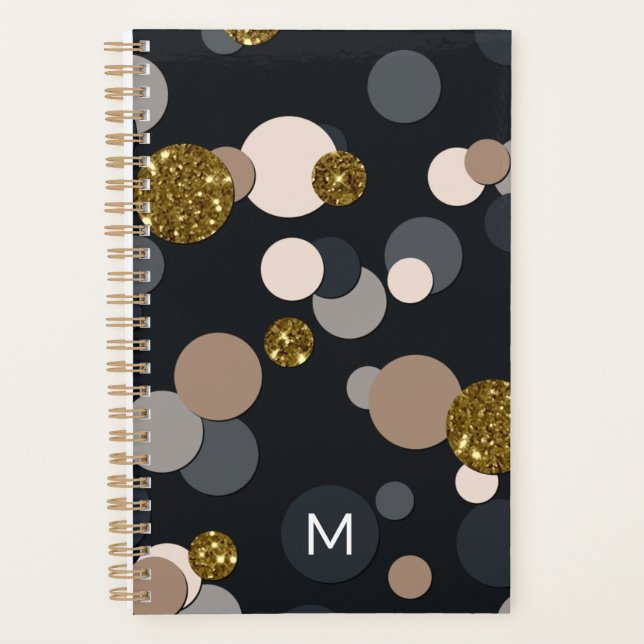 Confetti Peach, Maple, Gray and Gold Glitter Planner (Front)