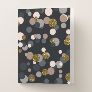 Confetti Peach, Maple, Gray and Gold Glitter Pocket Folder