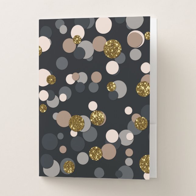 Confetti Peach, Maple, Gray and Gold Glitter Pocket Folder (Front)