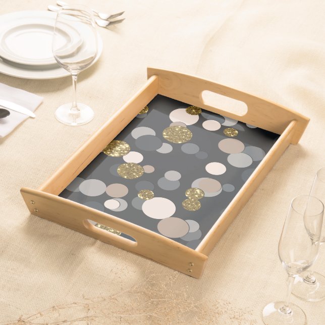 Confetti Peach, Maple, Gray and Gold Glitter Serving Tray (Front)