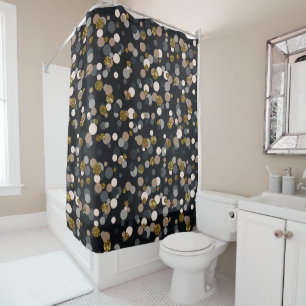 Confetti Peach, Maple, Gray and Gold Glitter Shower Curtain
