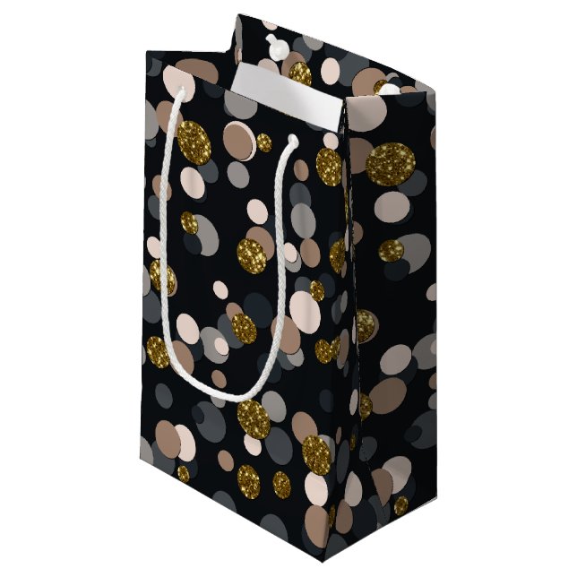 Confetti Peach, Maple, Gray and Gold Glitter Small Gift Bag (Front Angled)