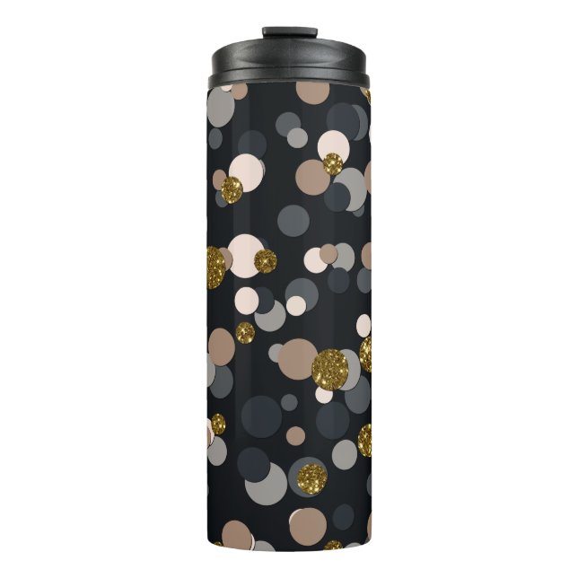 Confetti Peach, Maple, Gray and Gold Glitter Thermal Tumbler (Front)