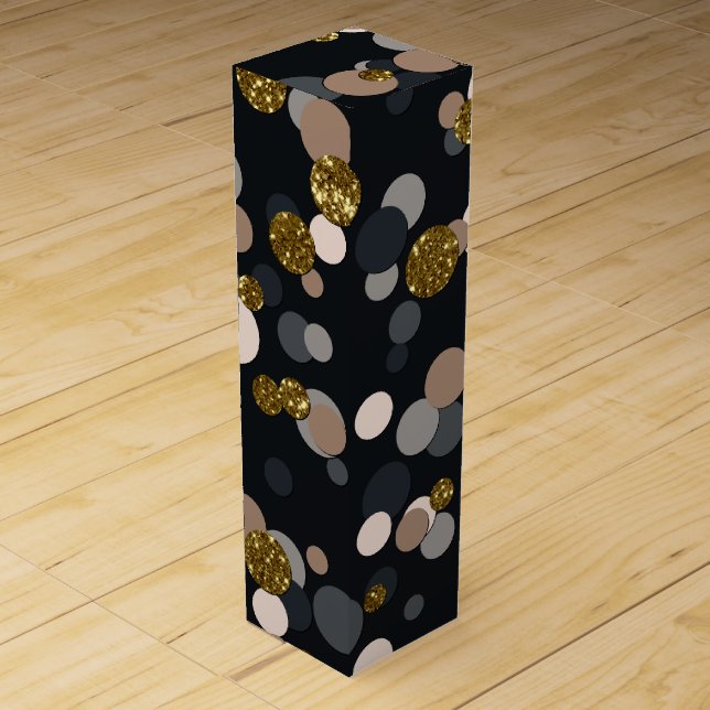 Confetti Peach, Maple, Gray and Gold Glitter Wine Box (Front)