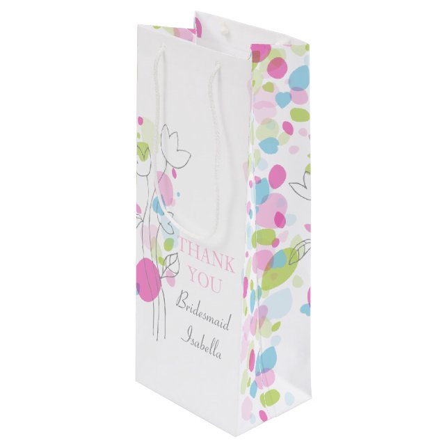 Confetti petals wedding Bridesmaid favor wine bag (Front Angled)