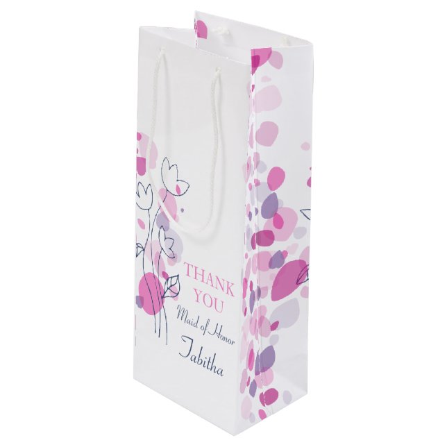 Confetti petals wedding Maid of Honor wine bag (Front Angled)