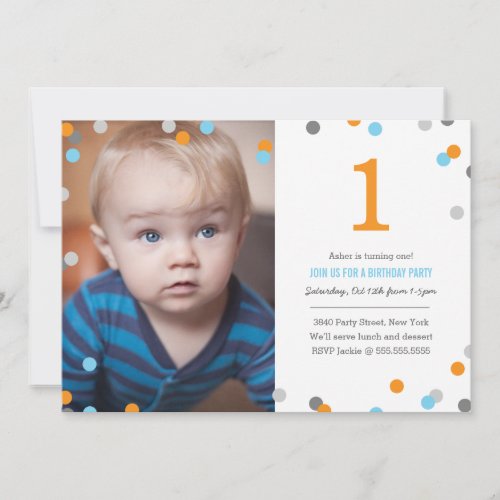 Confetti Photo Birthday Invitation