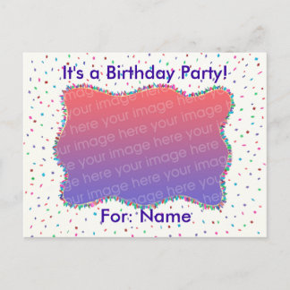 Confetti Photo Birthday Invitations on postcards
