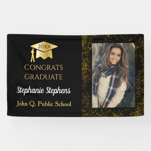 Confetti Photo Congrats Graduate Name  School Banner