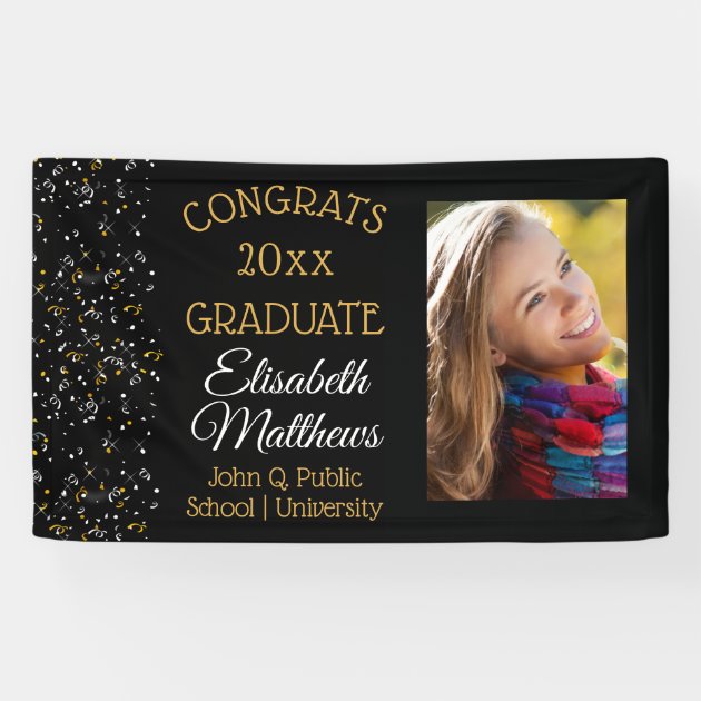 Confetti Photo Congrats Graduate Name | School Banner