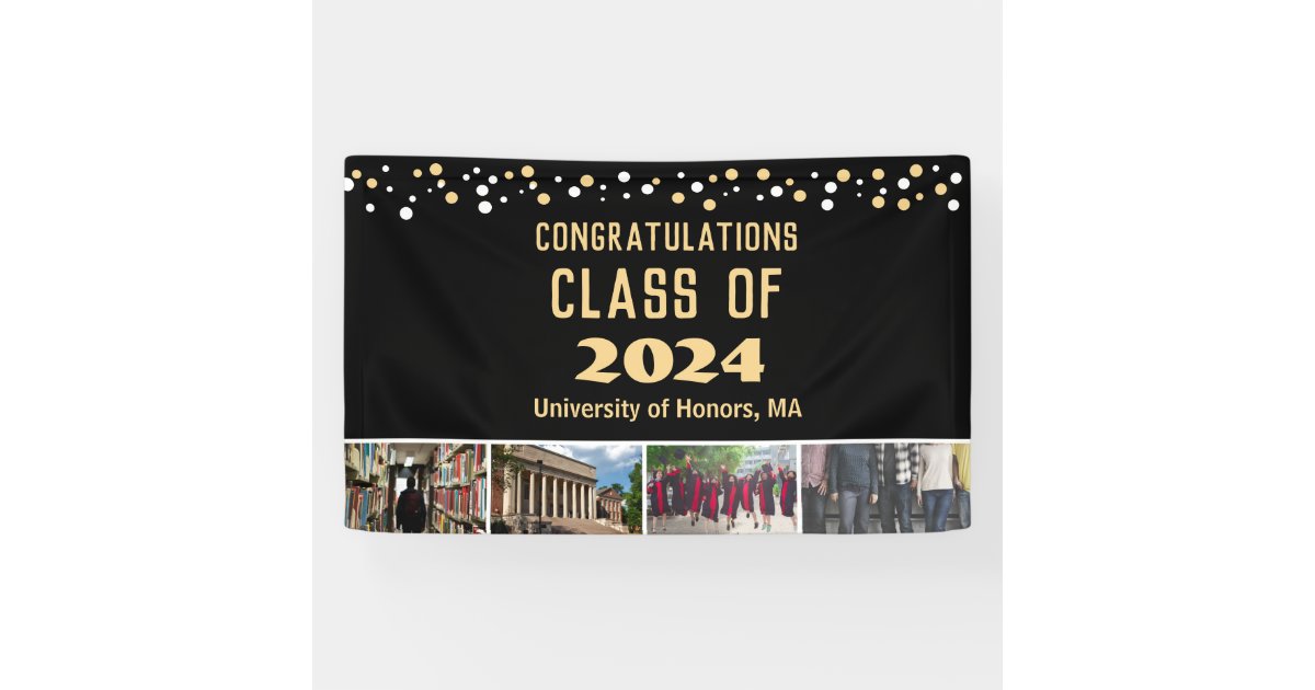 Confetti Photo Congratulations Class of Graduates Banner | Zazzle