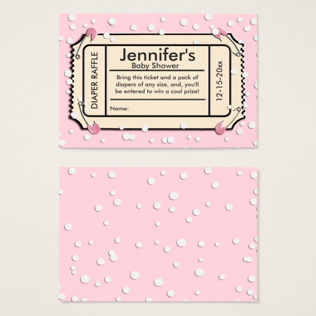 Confetti Pink Baby Shower Diaper Raffle Ticket