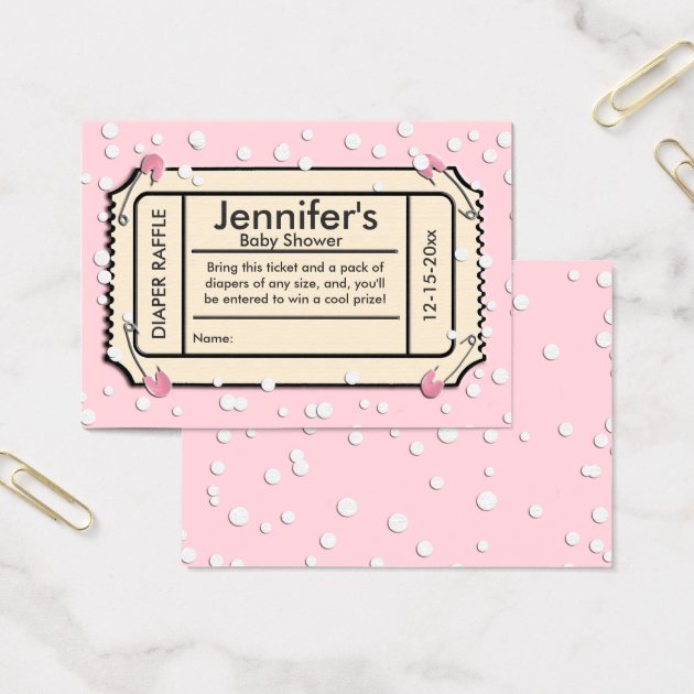 Confetti Pink Baby Shower Diaper Raffle Ticket