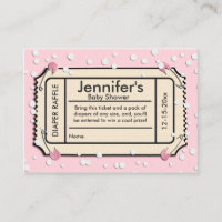 Confetti Pink Baby Shower Diaper Raffle Ticket Enclosure Card