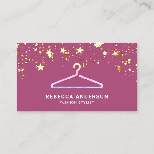Confetti Pink Clothes Hanger Fashion Stylist Business Card