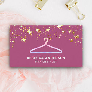 Confetti Pink Clothes Hanger Fashion Stylist Business Card