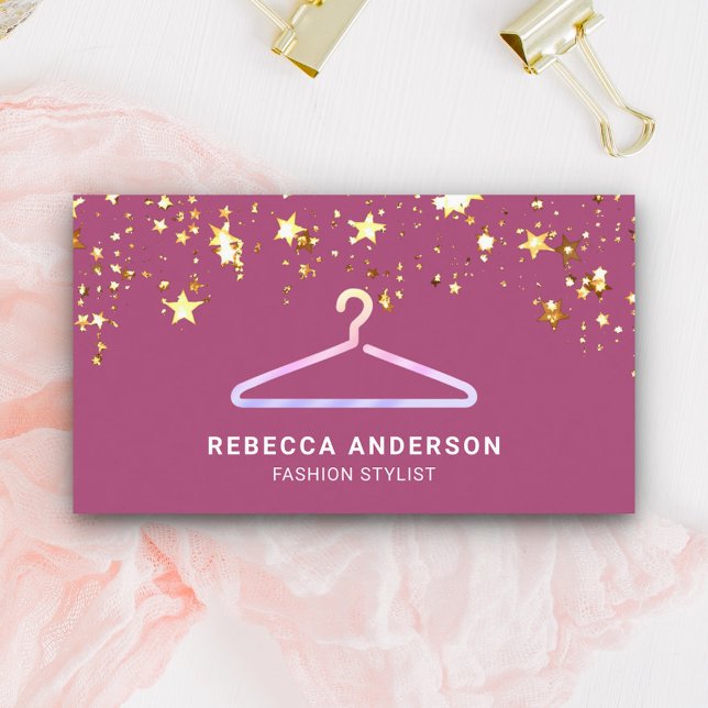 Confetti Pink Clothes Hanger Fashion Stylist Business Card (Creator Uploaded)