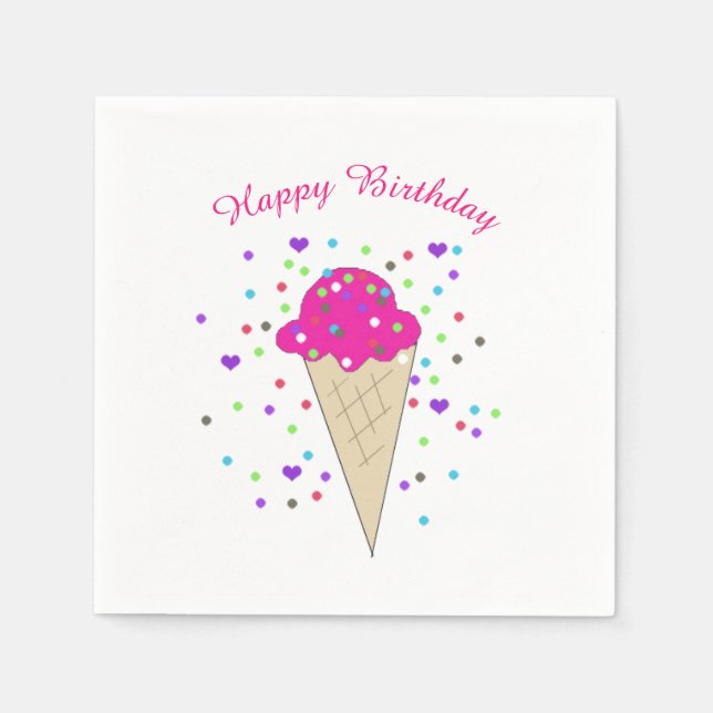 Confetti Pink Ice Cream Paper Napkins (Front)