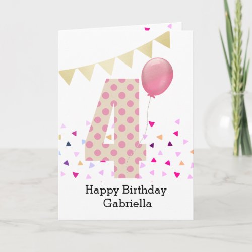 Confetti Pink Polka Dot 4th Birthday