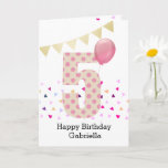 Confetti Pink Polka Dot 5th Birthday Card<br><div class="desc">A colorful pink 5th birthday card for girls, which you can personalize with her name. The front of this colorful 5th birthday card for her features the number five in a pink polka dot with a pink balloon ready to float away.The background has some colorful confetti and a soft gold...</div>