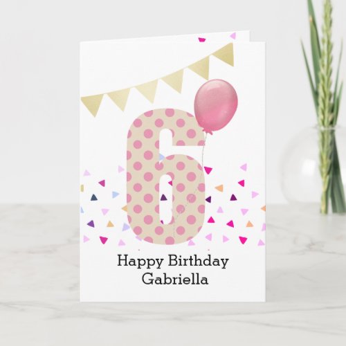 Confetti Pink Polka Dot 6th Birthday