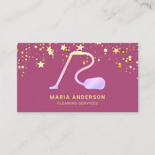Confetti Pink Vacuum Cleaner Cleaning Services Business Card