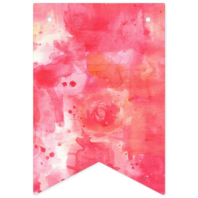 Confetti Pink Watercolor Abstract Painted Bunting Flags (First Flag)