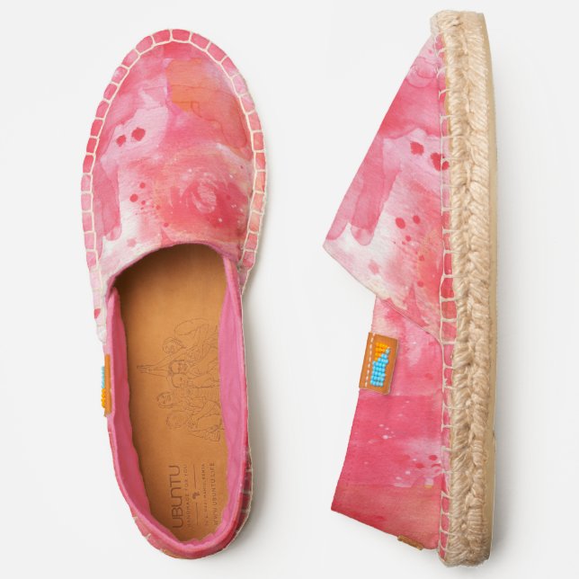 Confetti Pink Watercolor Abstract Painted Espadrilles (Side)