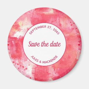 Confetti Pink Watercolor Abstract Save the Date Magnet