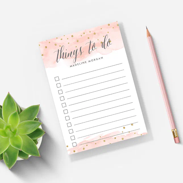 Confetti Pop | Blush | Personalized To Do List Post-it Notes | Zazzle