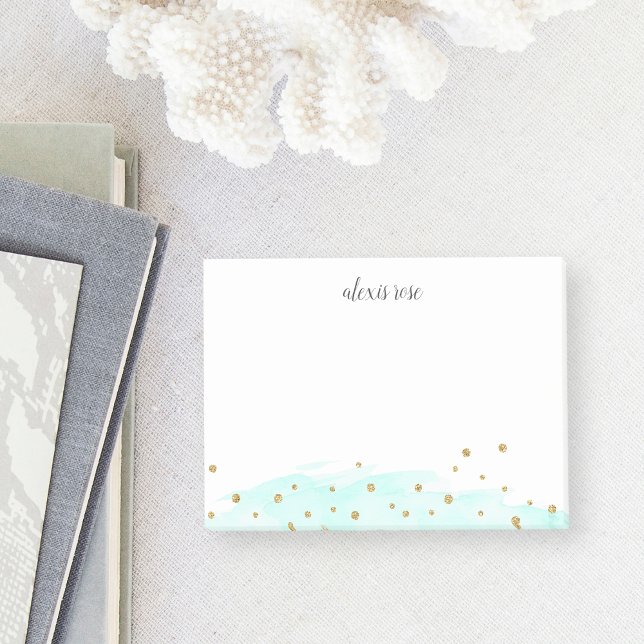 Confetti Pop | Mint | Chic Personalized Post-it Notes (Creator Uploaded)