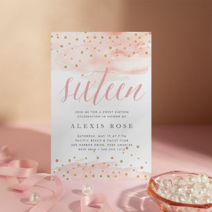 Confetti Pop   Sweet Sixteen Birthday Party Invitation