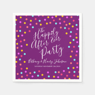 Confetti purple happily ever after wedding party napkins