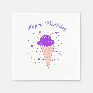 Confetti Purple Ice Cream Cone Paper Napkins