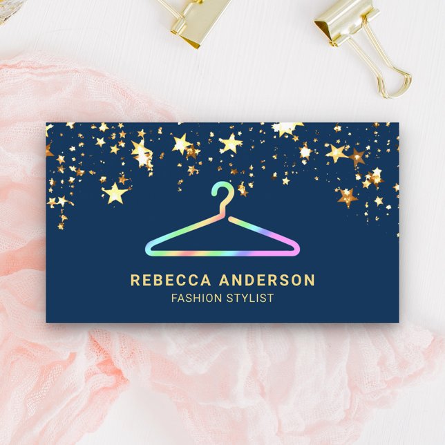 Confetti Rainbow Clothes Hanger Fashion Stylist Business Card (Creator Uploaded)