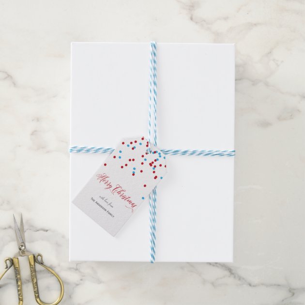 Confetti Red & Blue Merry Christmas Gift Tags