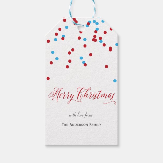 Confetti Red & Blue Merry Christmas Gift Tags