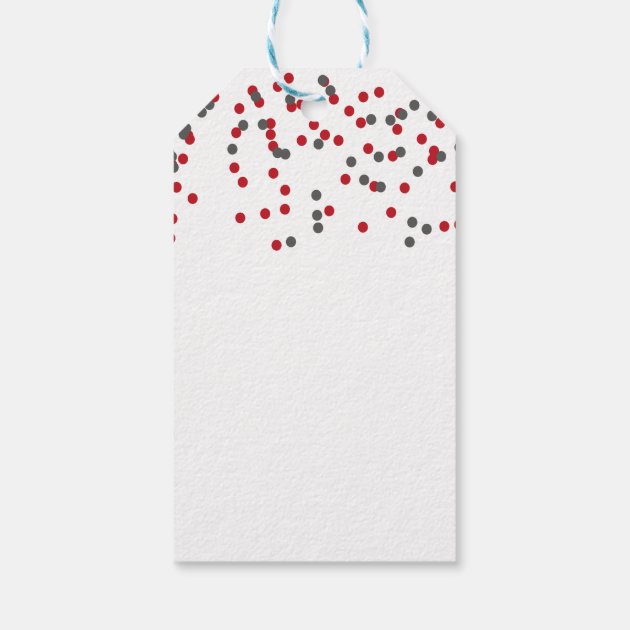 Confetti Red & Gray Merry Christmas Gift Tags