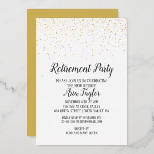 Confetti Retirement Party Gold Foil Invitation