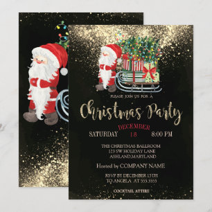 Confetti,Santa Claus,Sleigh Christmas Company  Invitation