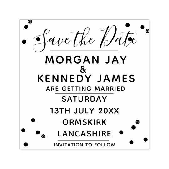Confetti Save The Date DIY Wedding Rubber Stamp