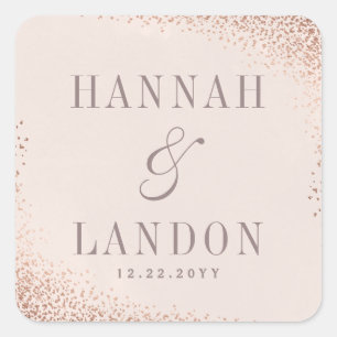 Confetti shimmer couples wedding sticker faux foil