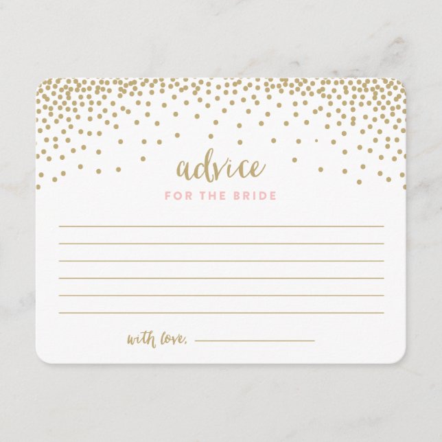 Confetti Shower | Bridal Shower Advice Cards (Front)