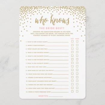 Confetti Shower | Who Knows The Bride Best Cards by FINEandDANDY at Zazzle