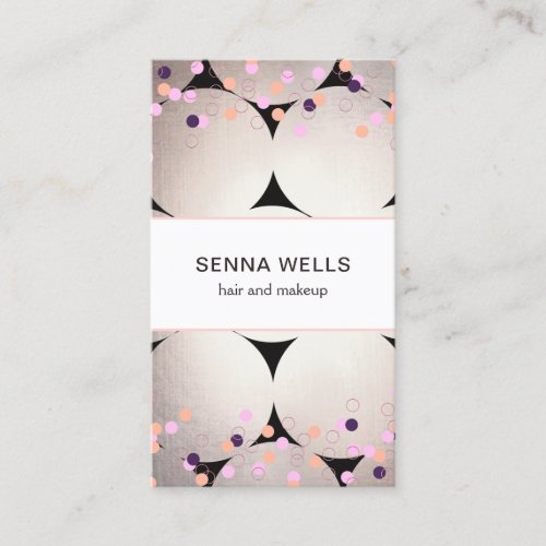 Confetti &amp; Silver Girly Beauty Salon Stylish Business Card