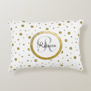 Confetti Silver/Gold Monogram Accent Pillow
