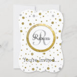 Confetti Silver/Gold Monogram Invitation